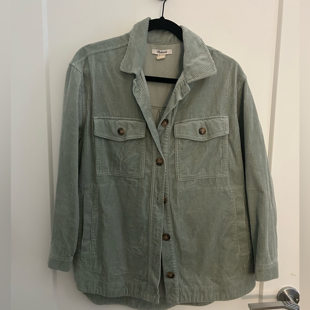 Madewell Light Sage Green Corduroy Shacket - Picture 3 of 6